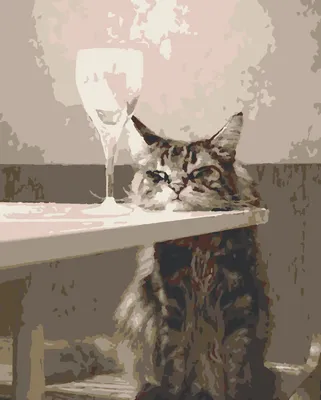 Картина по номерам на холсте на подрамнике 40х50 см. Уставший кот. Кошка и  бокал - купить с доставкой по выгодным ценам в интернет-магазине OZON  (694870186)