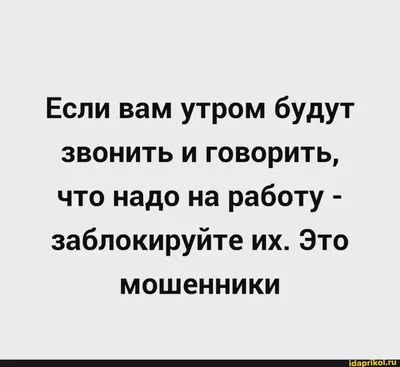 Если вам утром будут звонить и говорить, что надо на работу - заблокируйте  их. Это мошенники - АйДаПрикол | Яркие цитаты, Мудрые цитаты, Юмор о работе