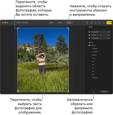 Обрезка и выпрямление фотографий в приложении «Фото» на Mac - Служба  поддержки Apple (RU)