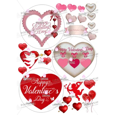 Съедобная вафельная картинка для торта - День влюбленных, 14 февраля,  Любовь, Сердце, мужу на день всех влюбленных. Вырезанный круг из вафельной  бумаги размером 14.5см. - купить с доставкой по выгодным ценам в