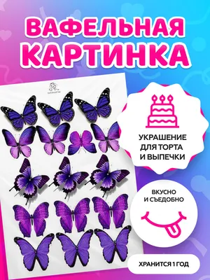 Вафельные картинки для торта бабочки / декор для торта / съедобная бумага  А4. - купить с доставкой по выгодным ценам в интернет-магазине OZON  (543242578)