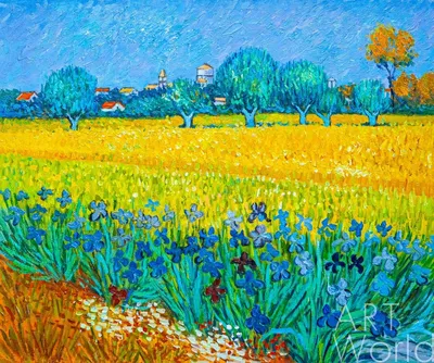 Копия картины Ван Гога \"Вид на Арль с ирисами на переднем плане\", художник  Анджей Влодарчик 50x60 VG230201 купить в Москве