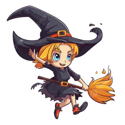 Хэллоуин: ведьма летит на метле Стоковое Фото - изображение насчитывающей  черный, высоко: 256309582