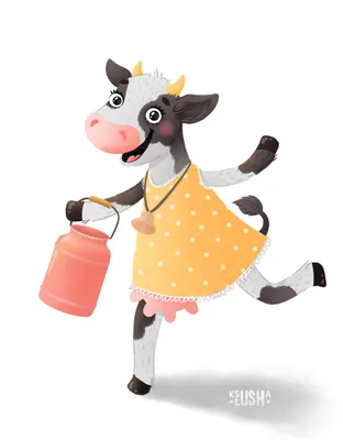 Иллюстрация Весёлая корова в стиле персонажи | Illustrators.ru