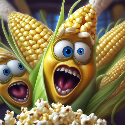 Смешная кукуруза, с ужасом и …» — создано в Шедевруме