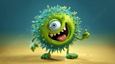 веселый 3d зародышевый персонаж, микробы, вирус мультфильм, бактерии фон  картинки и Фото для бесплатной загрузки