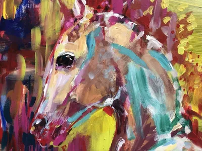 милые романтические лошади с цветами и маленькой девочкой. Иллюстрация  штока - иллюстрации насчитывающей шикарно, лошадь: 219752229