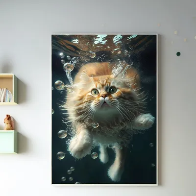 Забавные милые картинки с плавающими кошками для любителей кошек, гостиная,  холст, живопись, домашний декор, принт, эстетические постеры, подарок –  лучшие товары в онлайн-магазине Джум Гик