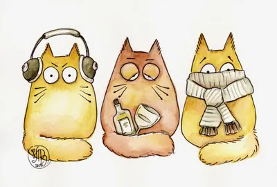 Смешные мультяшные котики рисунки - 71 фото