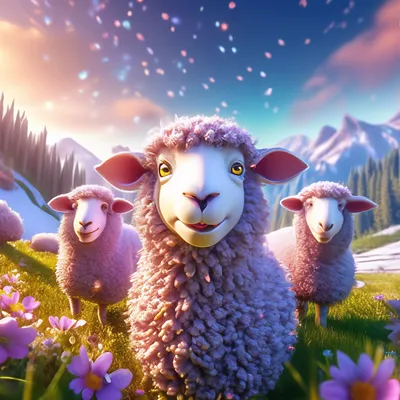Альпийские луга, милые смешные овечки…» — создано в Шедевруме