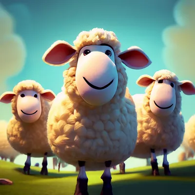 Веселые овцы пасут на зеленой лужайке Иллюстрация вектора - иллюстрации  насчитывающей ферма, улица: 40250912