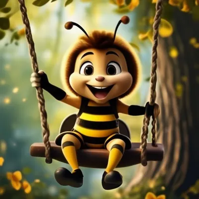Веселая пчелка на качелях» — создано в Шедевруме