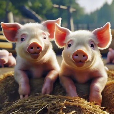 Счастливые свиньи две веселые юные поросята приближаются и вместе идут к  камере Стоковое Фото - изображение насчитывающей красивейшее, индустрия:  213990390