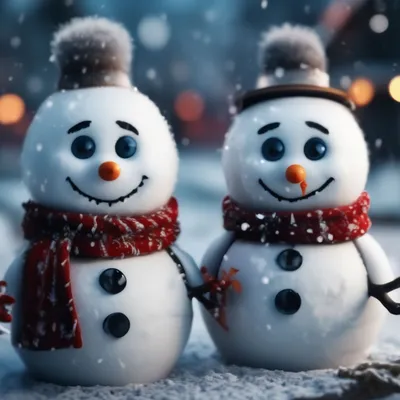 Веселые снеговики, профессиональное …» — создано в Шедевруме