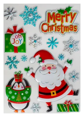 Новогодняя наклейка \"Веселый Дед Мороз\", для школы и детского сада купить  по выгодной цене в интернет-магазине OZON (1271348971)