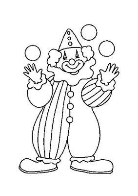 Веселый клоун — раскраска для детей. Распечатать бесплатно.