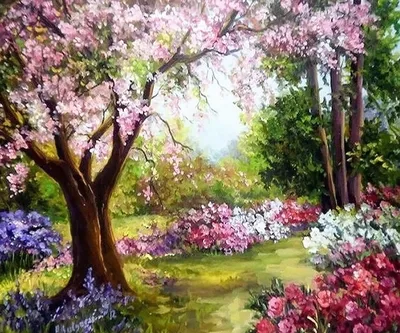Весенний сад рисунок - 75 фото