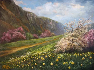 Серафима Пигида - Весна в горах, 2016, 950×670 см: Описание произведения |  Артхив