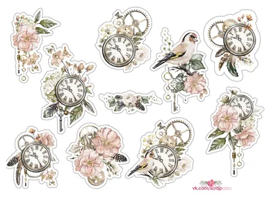 vintage birds / Винтажные иллюстрации с птицами и часами | Pegatinas  imprimibles, Imprimibles scrapbook, Arte de decoupage