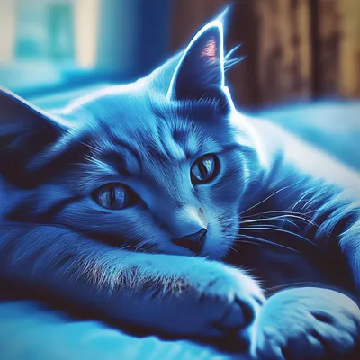Синий котик лежит Включи Север …» — создано в Шедевруме