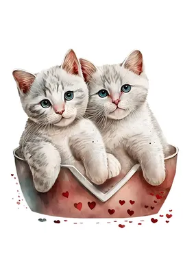 Loving cats. Влюблённые коты. PNG. | Кошки и котята, Самые милые животные,  Кошачьи