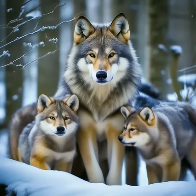 Волчица с волчатами, милые …» — создано в Шедевруме