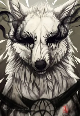 Черно белый волк арт - 73 фото