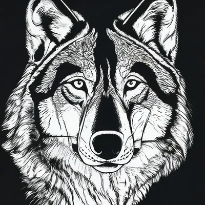 Раскраска Волк черно белая | RaskraskA4.ru