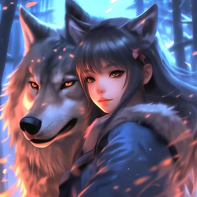 Аниме +волк +девочка» — создано в Шедевруме