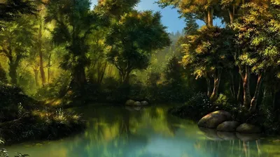Волшебный лес с озером - 73 фото