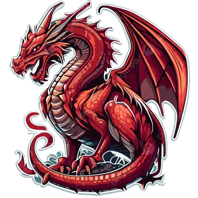 Наклейка с надписью King Coerulean Red Dragon вектор PNG , дизайн наклейки  с мультяшным красным драконом изолирован, наклейка PNG картинки и пнг  рисунок для бесплатной загрузки
