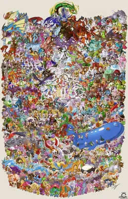Все 721 Покемона нарисованы в одной картинке | Пикабу