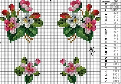 Подборка простых и маленьких схем вышивки крестом с цветами для начинающих  | Пикабу