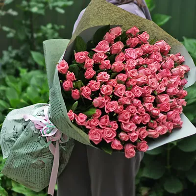 Купить букет 101 метровая розовая роза, доставка цветов