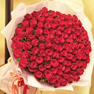 Букет 101 красная роза 80 см Родос, купить с доставкой Киев