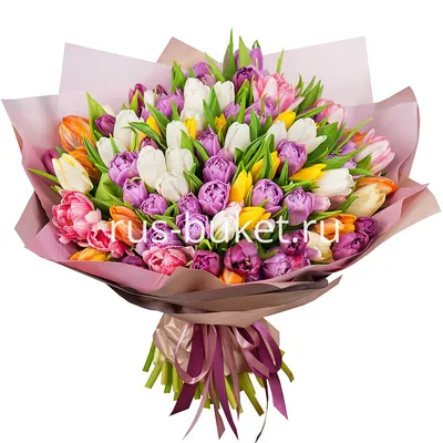 Букет из 101 тюльпана» с тюльпанами - купить в Москве за 15 460 руб