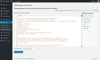 Экран редактора плагинов — Форумы поддержки — WordPress.org Русский