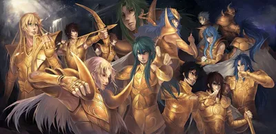 Обои на рабочий стол Парни в золотых доспехах, персонажи из аниме Saint  Seiya / Забавы богов, обои для рабочего стола, скачать обои, обои бесплатно