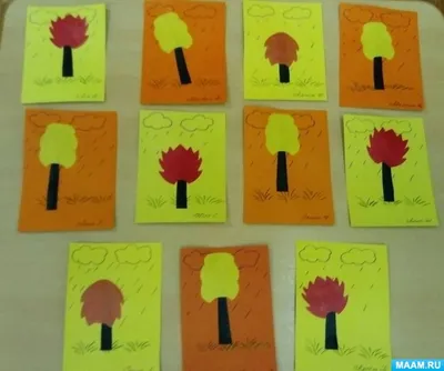 Аппликация «Осенние деревца» первая младшая группа (возраст 2–3 года) (2  фото). Воспитателям детских садов, школьным учителям и педагогам - Маам.ру