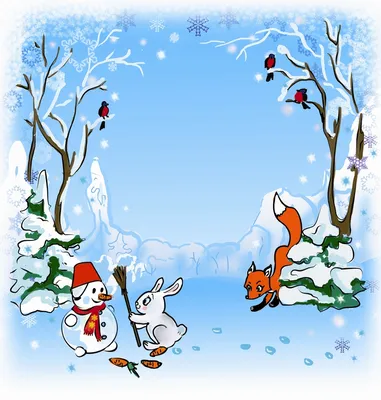 Иллюстрация зайчик зимой в стиле классика | Illustrators.ru