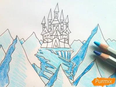 Раскраска Замок Снежной королевы | Раскраски из сказки \"Снежная королева\"