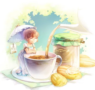 концепция здорового завтрака. доброе утро с круассаном чая и клубничным  джемом Стоковое Изображение - изображение насчитывающей здорово, варенье:  223501753
