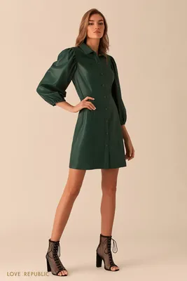 Светло-зеленое платье с длинным объемным рукавом Sellini Boni | Купить  вечернее платье в салоне Валенсия (Москва)