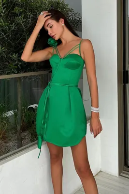 Льняное зеленое платье-вышиванка 4352 купить в интернет-магазине