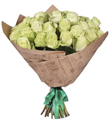 23 зеленые розы «Васаби» – розы с доставкой по Москве и Московской области