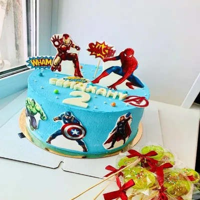Свеча в торт «С Днём Рождения!», Мстители: Железный человек, Тор, Халк,  Капитан Америка, 75 х 100 мм | Mistercake.by