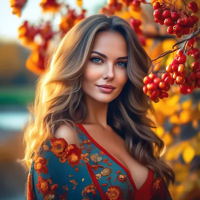 Женщина осень в вихре красных …» — создано в Шедевруме