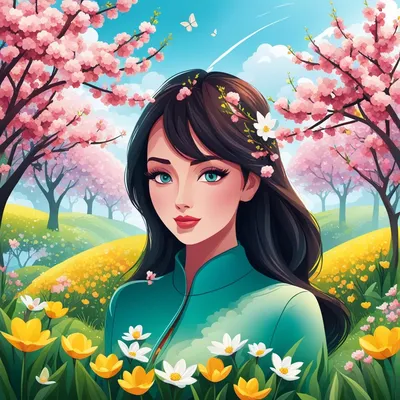 Девушка Весна - Весна - Повседневная анимация - Анимация - SuperGif