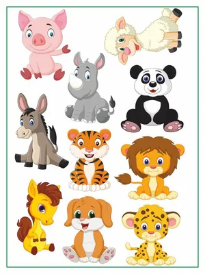 Вектор детские рисунки различных животных Stock Illustration | Adobe Stock