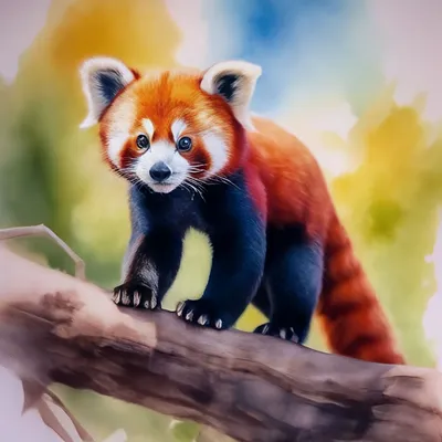 Животные Индии красная панда Акварель…» — создано в Шедевруме